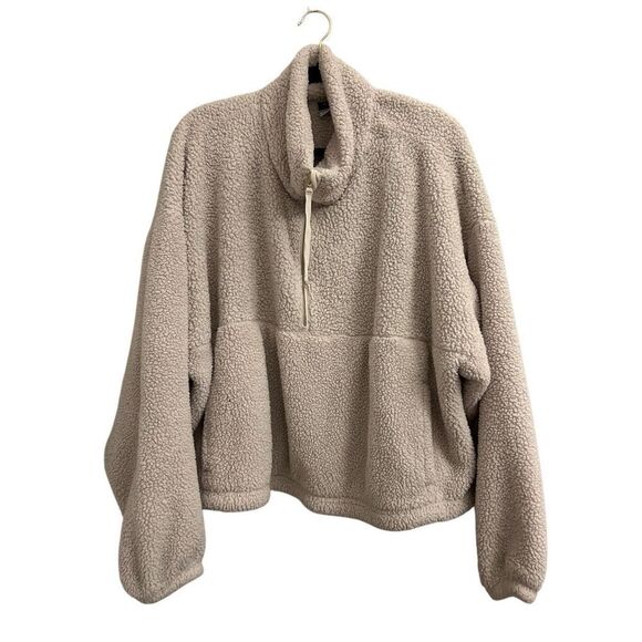 Old Navy Sherpa 1/2 zip Pullover Cowl neck XL Cream - Picture 1 of 9